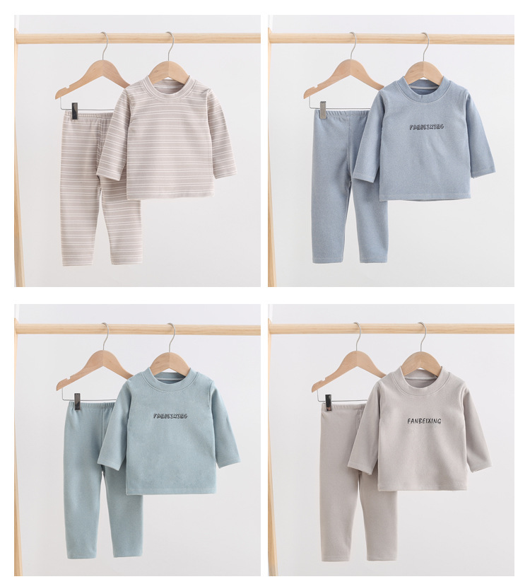 2021 New De Velvet Suit Boys and Girls Autumn and Winter Homewear Warmer Single-Layer Fleece-Lined Autumn Clothes Long Pants Baby Clothes 2021 New De Velvet Suit Boys and Girls Autumn and Winter Homewear Warmer Single-Layer Fleece-Lined Autumn Clothes Long Pants Baby Clothes