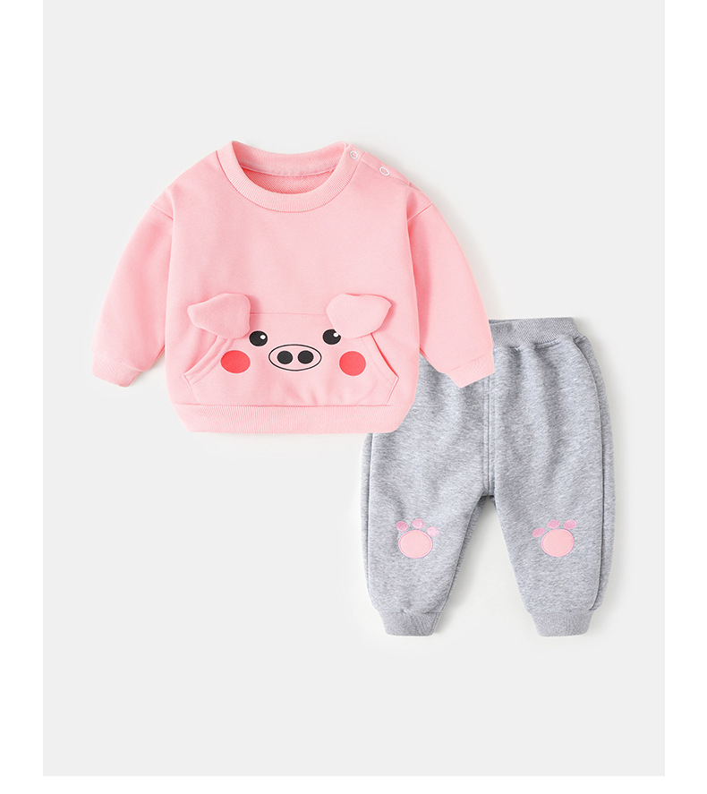 Baby Sweater Suit Spring and Autumn Girls' Toddler Tops Boys' Children's Autumn Clothing Baby Clothes Two-Piece Set Autumn