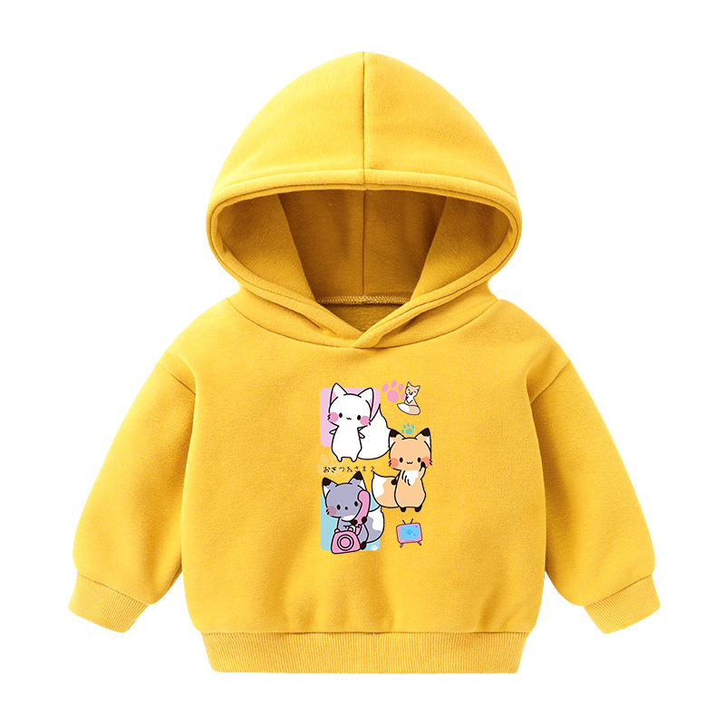 Foreign Trade Children's Wear Girls' Boys' Cute Long Sleeve Hoodies Children Fashionable Fleece-Lined Hooded Autumn Baby Clothes Foreign Trade Children's Wear Girls' Boys' Cute Long Sleeve Hoodies Children Fashionable Fleece-Lined Hooded Autumn Baby Clothes
