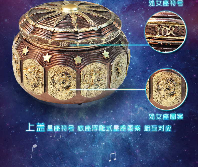 Chocolate House Factory Direct Sales Twelve Constellation Music Box Fashion Creative Gift for Boyfriends and Girlfriends Birthday Gift
