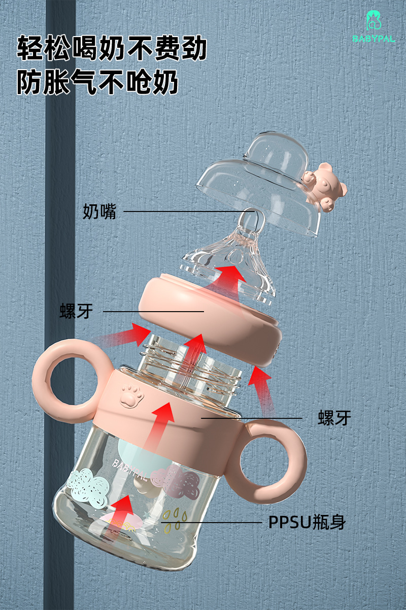 Babypal Three-Purpose Temperature Sensitive Soft Rubber Handle Imported PPSU Material Straw Feeding Bottle/Duckbill/Cup with Straw Wholesale Babypal Three-Purpose Temperature Sensitive Soft Rubber Handle Imported PPSU Material Straw Feeding Bottle/Duckbill/Cup with Straw Wholesale
