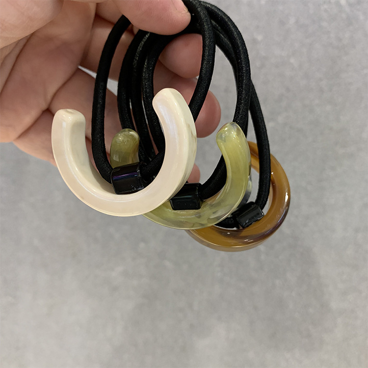 Korean Imported French Style Semicircle Elegant Ponytail Resin Hair Band Ins Cold Style Simple Temperament Head Rope Rubber Band