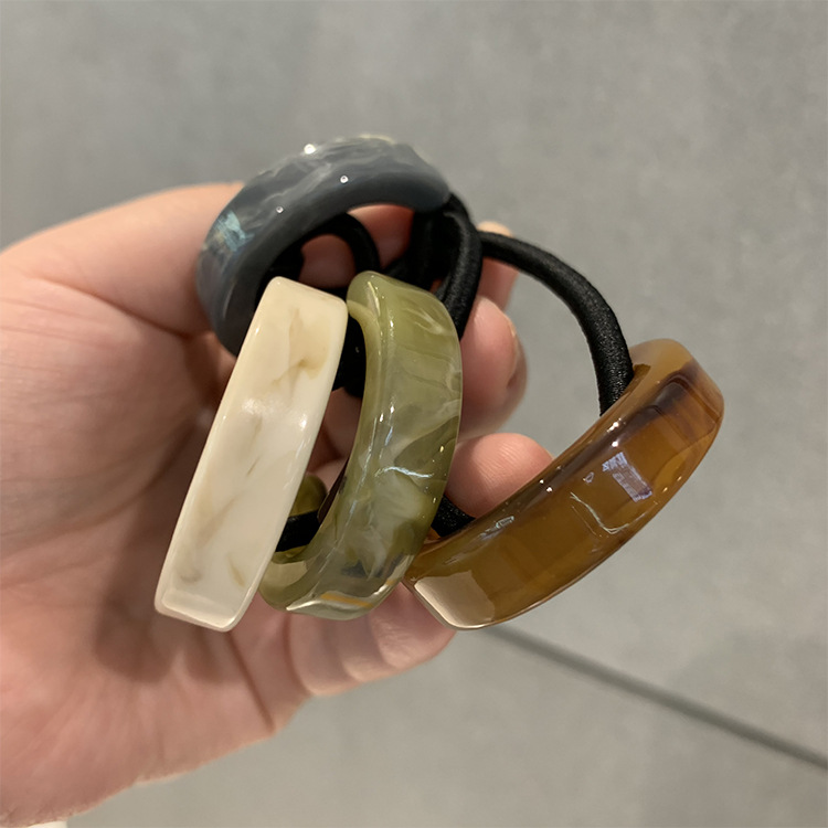 Korean Imported French Style Semicircle Elegant Ponytail Resin Hair Band Ins Cold Style Simple Temperament Head Rope Rubber Band
