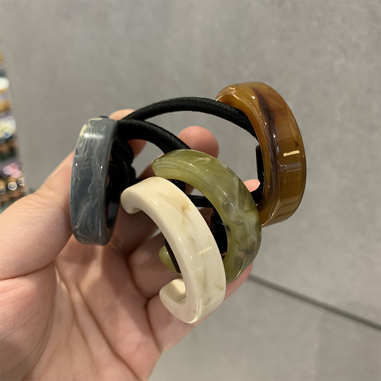 Korean Imported French Style Semicircle Elegant Ponytail Resin Hair Band Ins Cold Style Simple Temperament Head Rope Rubber Band