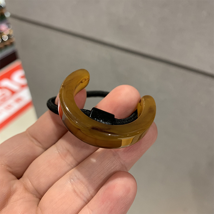 Korean Imported French Style Semicircle Elegant Ponytail Resin Hair Band Ins Cold Style Simple Temperament Head Rope Rubber Band