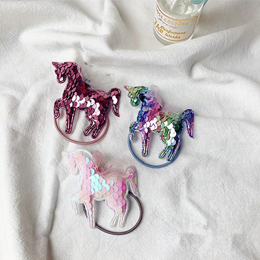New South Korea Imported Children&#039;s Hair Accessories Glitter Unicorn Cartoon Pony Girl&#039;s Rubber Band Hair Rope Hair Ring Hair Rope