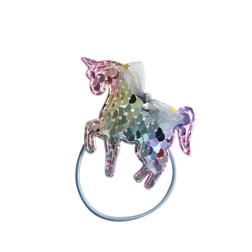 New South Korea Imported Children&#039;s Hair Accessories Glitter Unicorn Cartoon Pony Girl&#039;s Rubber Band Hair Rope Hair Ring Hair Rope