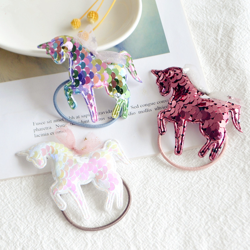 New South Korea Imported Children&#039;s Hair Accessories Glitter Unicorn Cartoon Pony Girl&#039;s Rubber Band Hair Rope Hair Ring Hair Rope