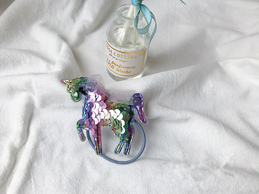 New South Korea Imported Children's Hair Accessories Glitter Unicorn Cartoon Pony Girl's Rubber Band Hair Rope Hair Ring Hair Rope