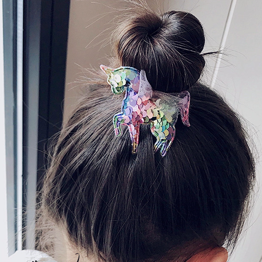 New South Korea Imported Children's Hair Accessories Glitter Unicorn Cartoon Pony Girl's Rubber Band Hair Rope Hair Ring Hair Rope