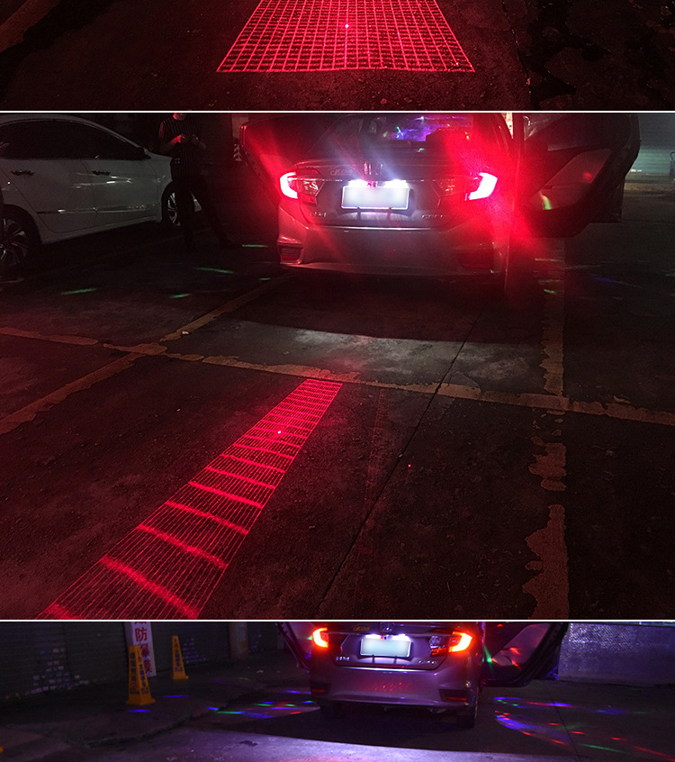 Car Motorcycle Laser Fog Light Anti-Collision with Pattern Ornamental Festoon Lamp Rear Fog Light Modification Accessories Warning Light