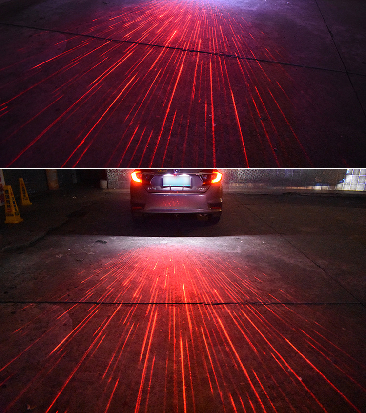 Car Motorcycle Laser Fog Light Anti-Collision with Pattern Ornamental Festoon Lamp Rear Fog Light Modification Accessories Warning Light