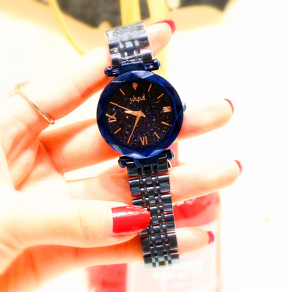 Retro Korean Type High-Profile Figure 2019 Counter Genuine Starry Sky Dial Rome Imported Movement Quartz Waterproof Bracelet Watch