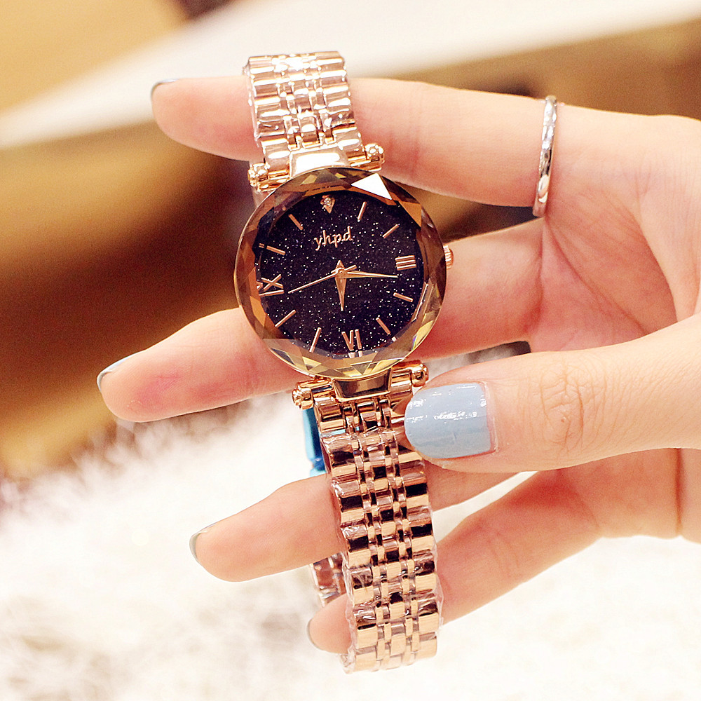 Retro Korean Type High-Profile Figure 2019 Counter Genuine Starry Sky Dial Rome Imported Movement Quartz Waterproof Bracelet Watch