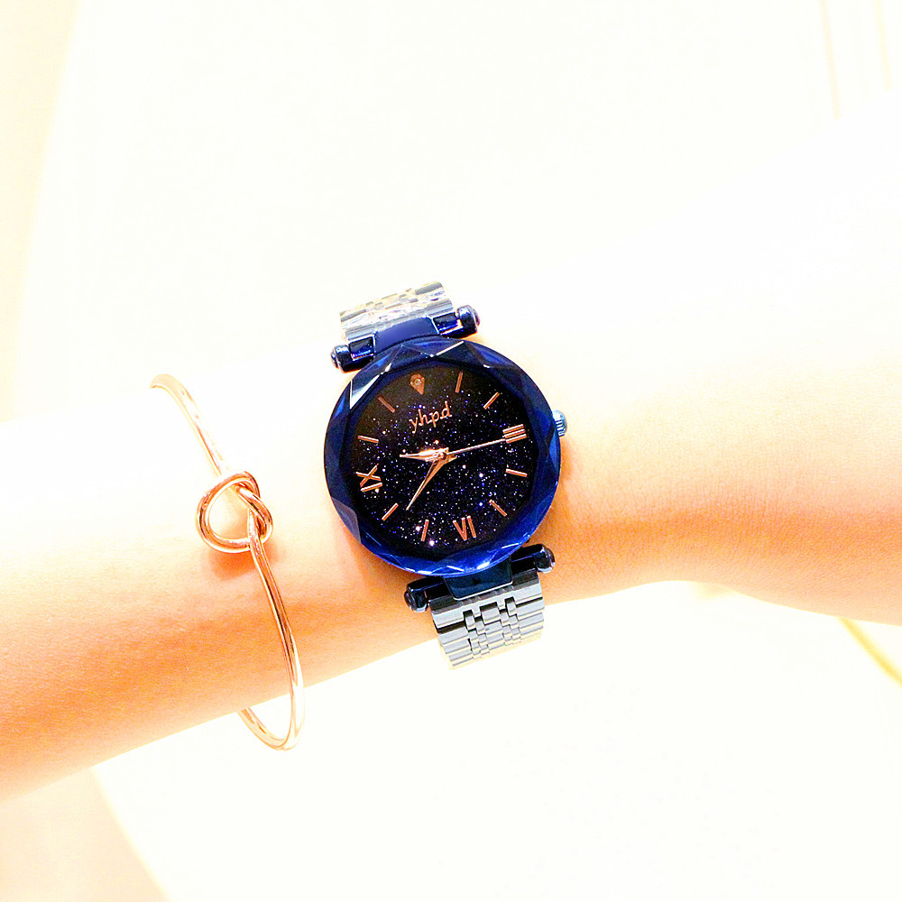Retro Korean Type High-Profile Figure 2019 Counter Genuine Starry Sky Dial Rome Imported Movement Quartz Waterproof Bracelet Watch