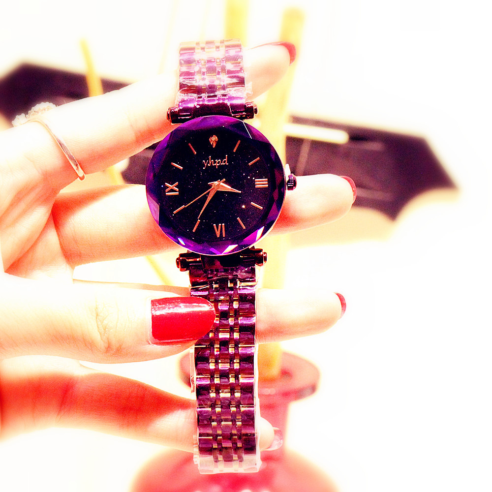 Retro Korean Type High-Profile Figure 2019 Counter Genuine Starry Sky Dial Rome Imported Movement Quartz Waterproof Bracelet Watch