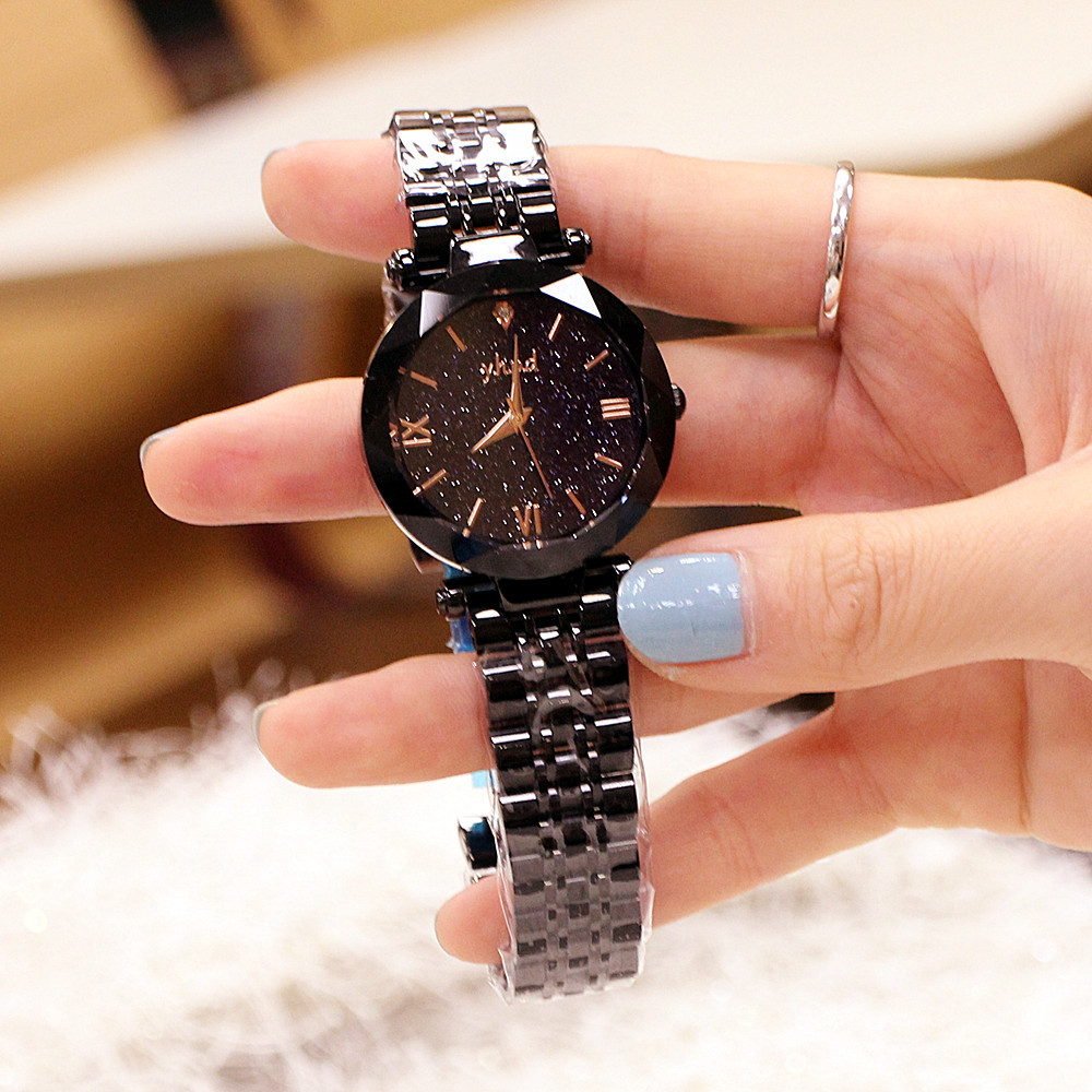 Retro Korean Type High-Profile Figure 2019 Counter Genuine Starry Sky Dial Rome Imported Movement Quartz Waterproof Bracelet Watch