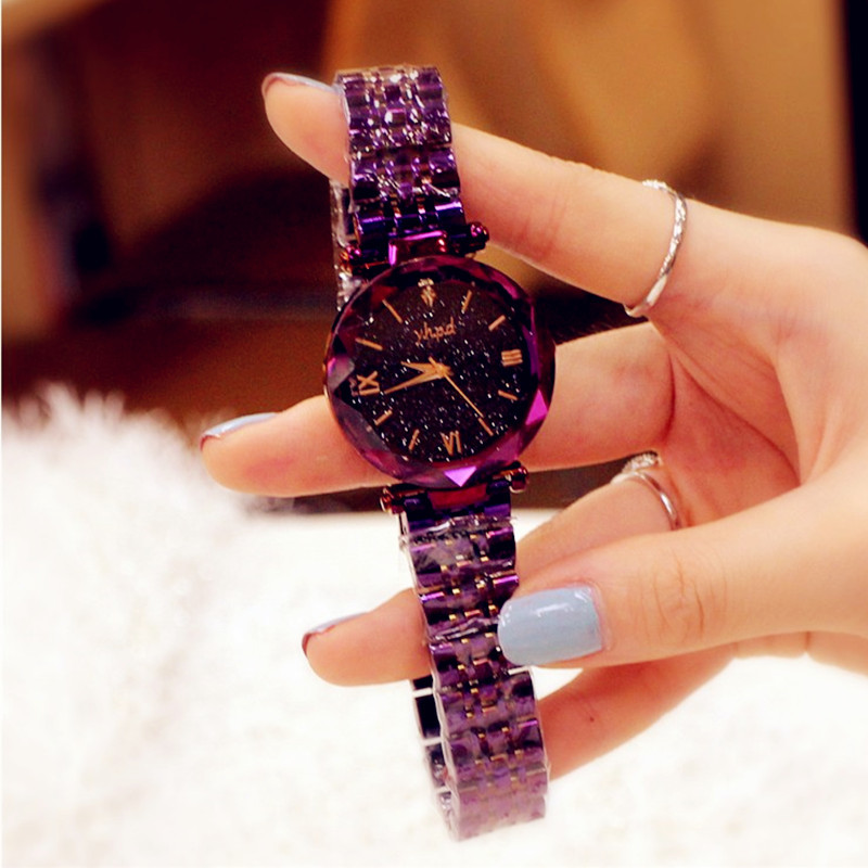 Retro Korean Type High-Profile Figure 2019 Counter Genuine Starry Sky Dial Rome Imported Movement Quartz Waterproof Bracelet Watch