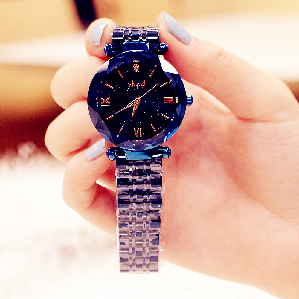 Retro Korean Type High-Profile Figure 2019 Counter Genuine Starry Sky Dial Rome Imported Movement Quartz Waterproof Bracelet Watch