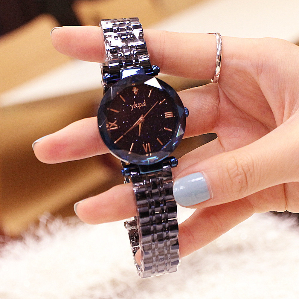 Retro Korean Type High-Profile Figure 2019 Counter Genuine Starry Sky Dial Rome Imported Movement Quartz Waterproof Bracelet Watch