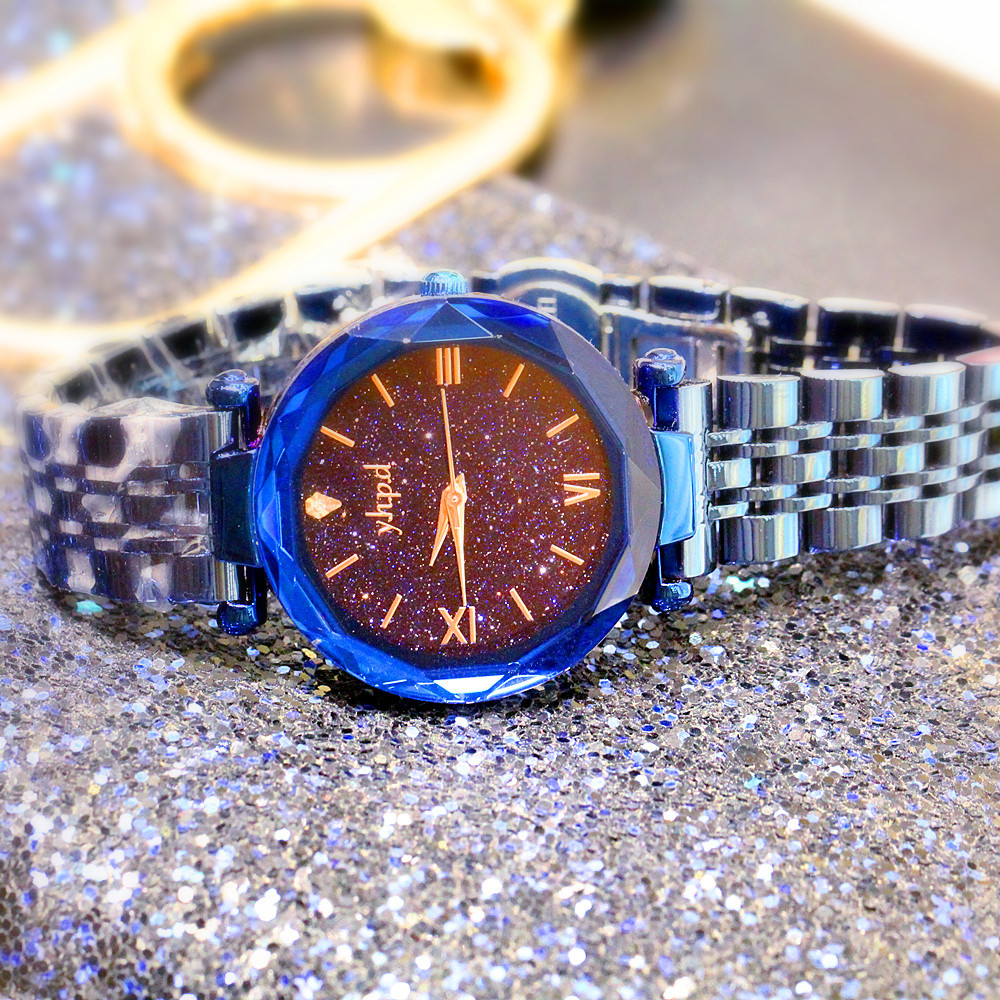 Retro Korean Type High-Profile Figure 2019 Counter Genuine Starry Sky Dial Rome Imported Movement Quartz Waterproof Bracelet Watch