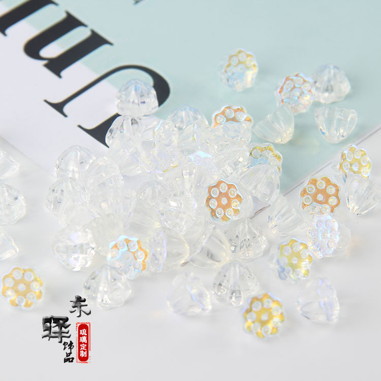 DIY Imported Czech Glaze 6 * 8mm Lotus Seedpod Flower Bracelet Hairpin Headdress Earrings Handmade Jewelry Accessories Material