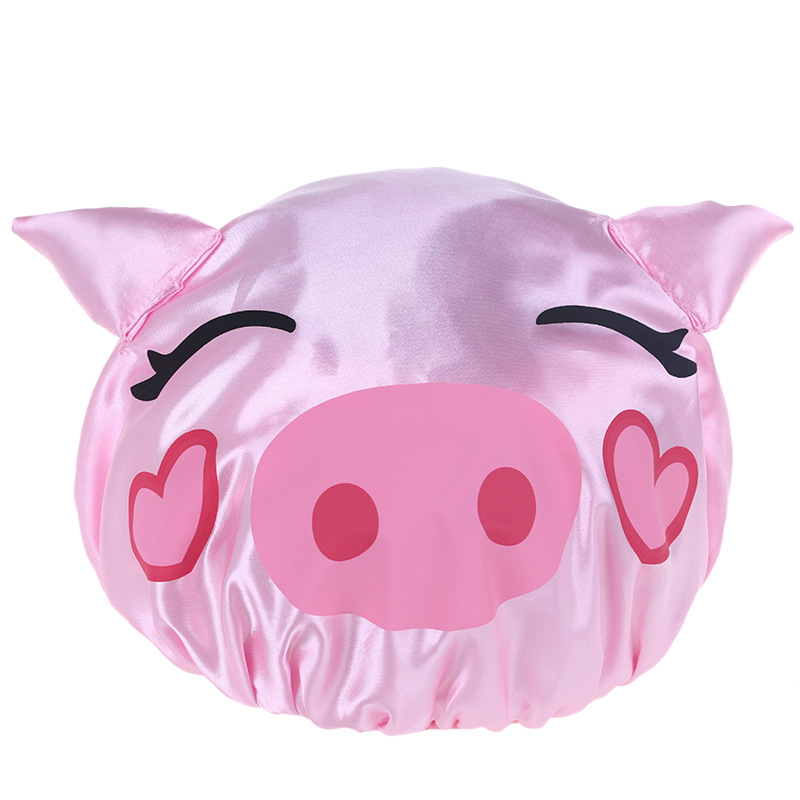 Cartoon Shower Cap Double-Layer Creative Waterproof Satin Cute Shampoo Cap Children&#039;s Shower Cap Headgear Eva Shower Cap