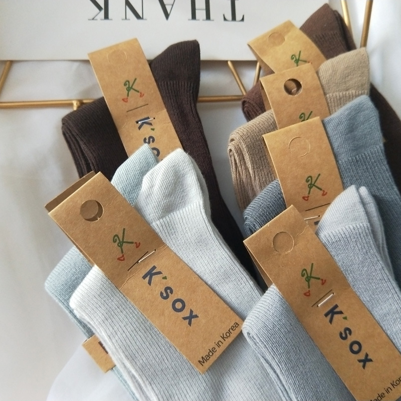 Bunching Socks Women&#039;s Socks Korean Imported Socks KSOX Solid Color Vertical Thread Tube Socks Dongdaemun Color Female Cotton Socks