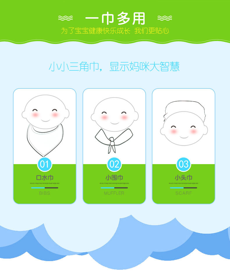 New Saliva Towel Baby's Triangular Hood Pure Cotton Double-Deck Bib Bib Scarf Newborn Baby Headscarf Can Be Customized