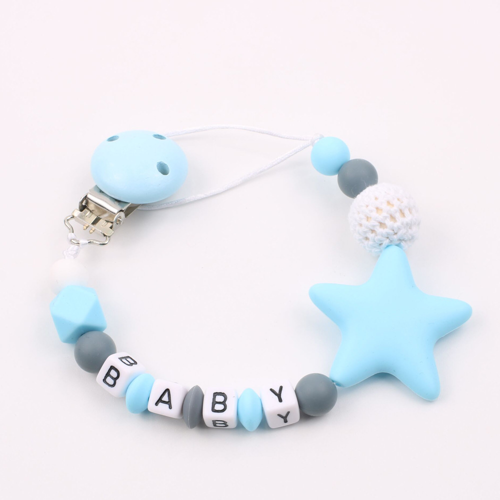 INS Maternal and Child Supplies Pacifier Clip Hot Sale Silicone Nipple Chain Amazon Foreign Trade Five-Pointed Star Drop-Preventing Chain