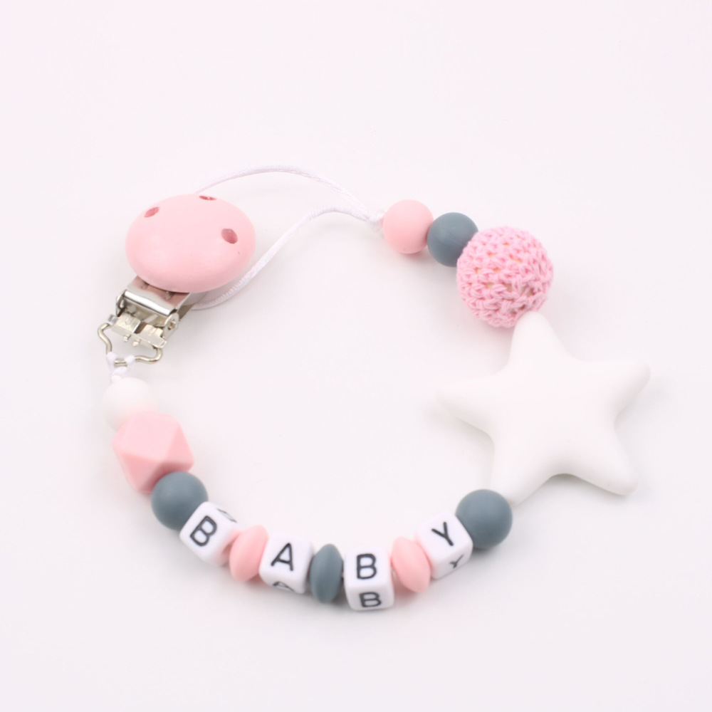 INS Maternal and Child Supplies Pacifier Clip Hot Sale Silicone Nipple Chain Amazon Foreign Trade Five-Pointed Star Drop-Preventing Chain