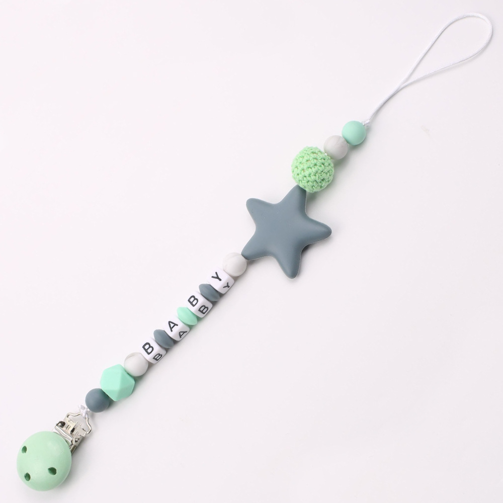 INS Maternal and Child Supplies Pacifier Clip Hot Sale Silicone Nipple Chain Amazon Foreign Trade Five-Pointed Star Drop-Preventing Chain