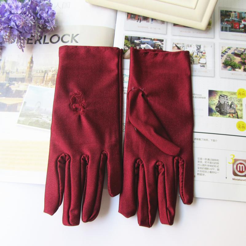 Spring 2021 Women's Sunscreen Gloves Imported Spandex Whole Material Etiquette Embroidery Short High Elastic Thin Wholesale