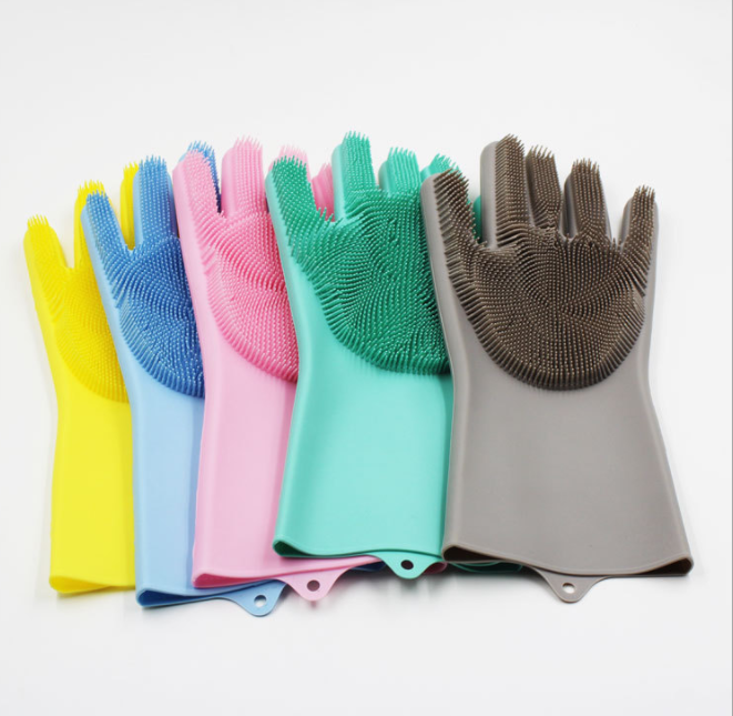 Korean Imported Magic Silicone Dishwashing Gloves Women&#039;s Waterproof Durable Cleaning Kitchen Bowl Washing Clothes Gadgets