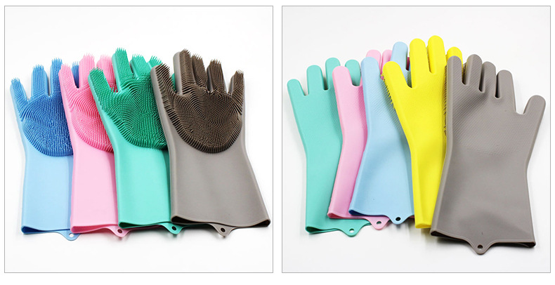 Korean Imported Magic Silicone Dishwashing Gloves Women's Waterproof Durable Cleaning Kitchen Bowl Washing Clothes Gadgets