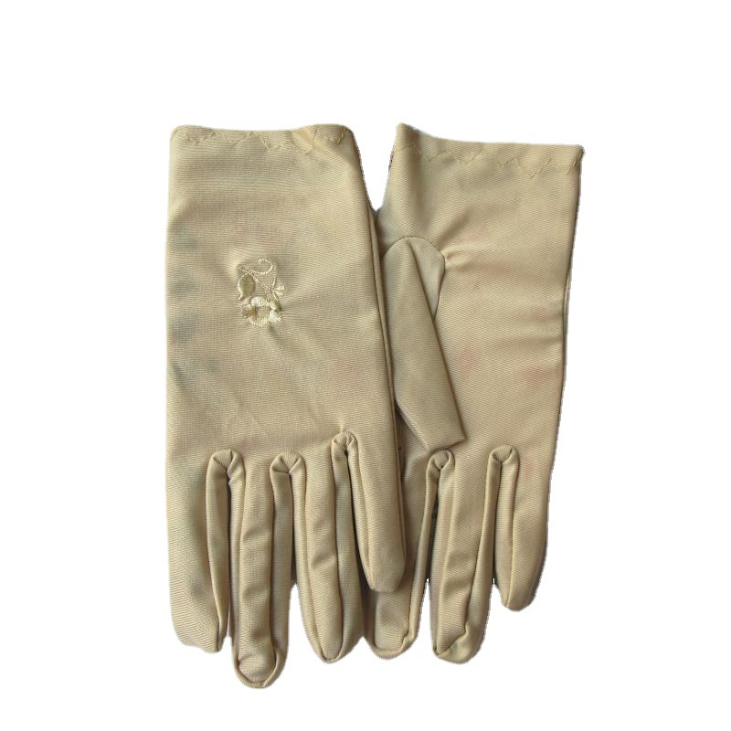 Spring 2021 Women&#039;s Sunscreen Gloves Imported Spandex Whole Material Etiquette Embroidery Short High Elastic Thin Wholesale