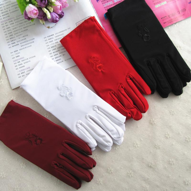 Spring 2021 Women's Sunscreen Gloves Imported Spandex Whole Material Etiquette Embroidery Short High Elastic Thin Wholesale