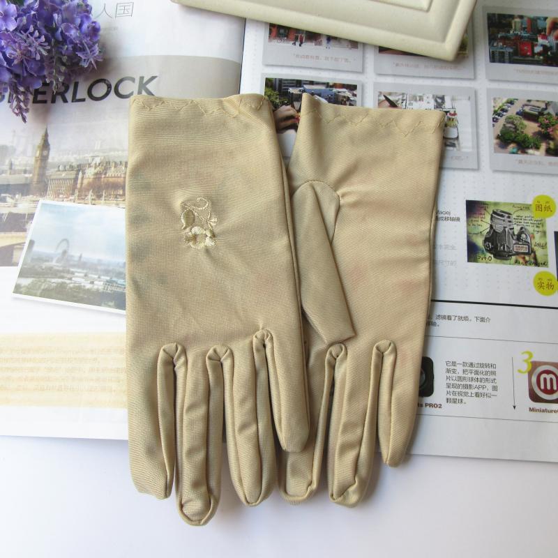 Spring 2021 Women&#039;s Sunscreen Gloves Imported Spandex Whole Material Etiquette Embroidery Short High Elastic Thin Wholesale