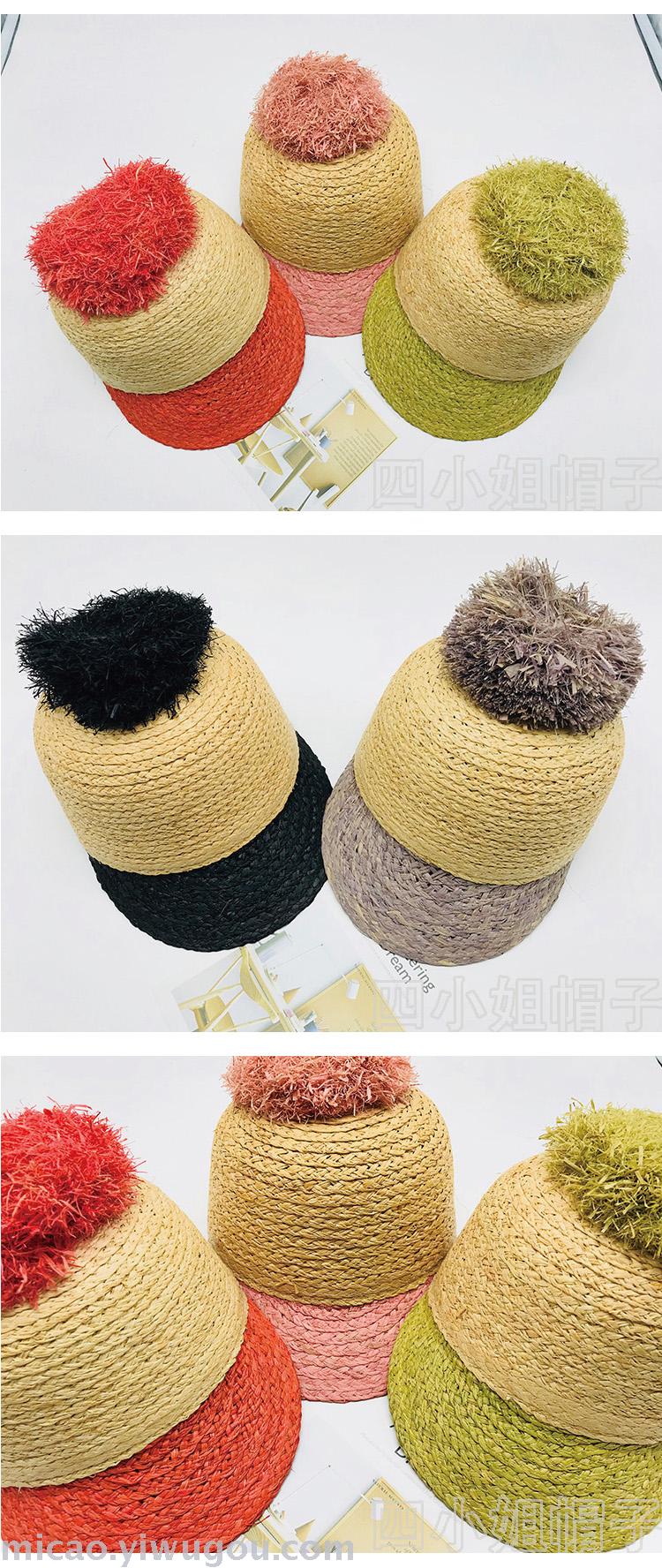 New Imported Straw Hat Women's Spring and Summer Sun Hat Big Brim Outdoor Sun Protection Raffia Beach Baseball Bucket Hat Women