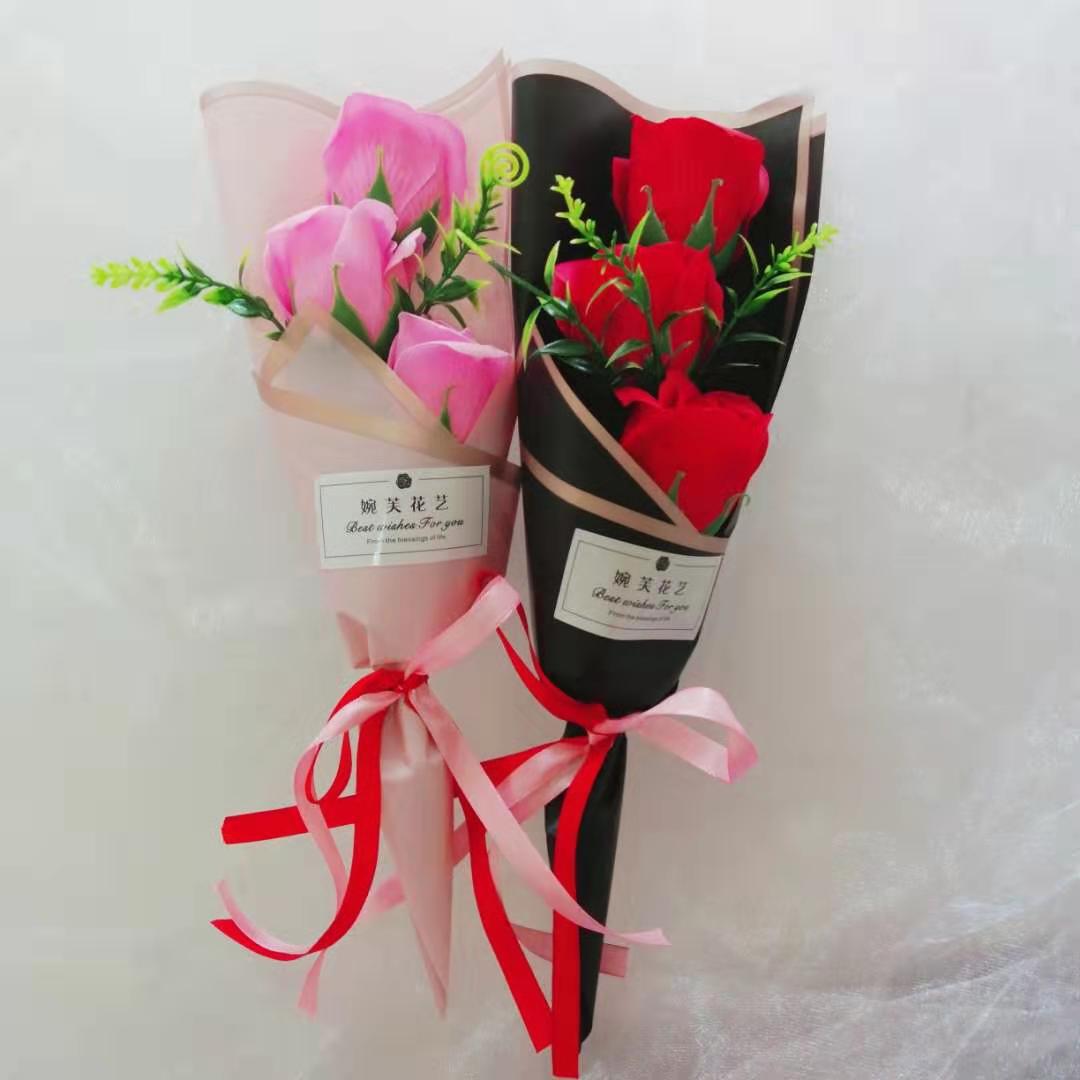 Qixi Valentine&#039;s Day Gift Company Celebration Stationery Store Promotional Gifts Fake/Artificial Flower Soap Flower Rose Bouquet
