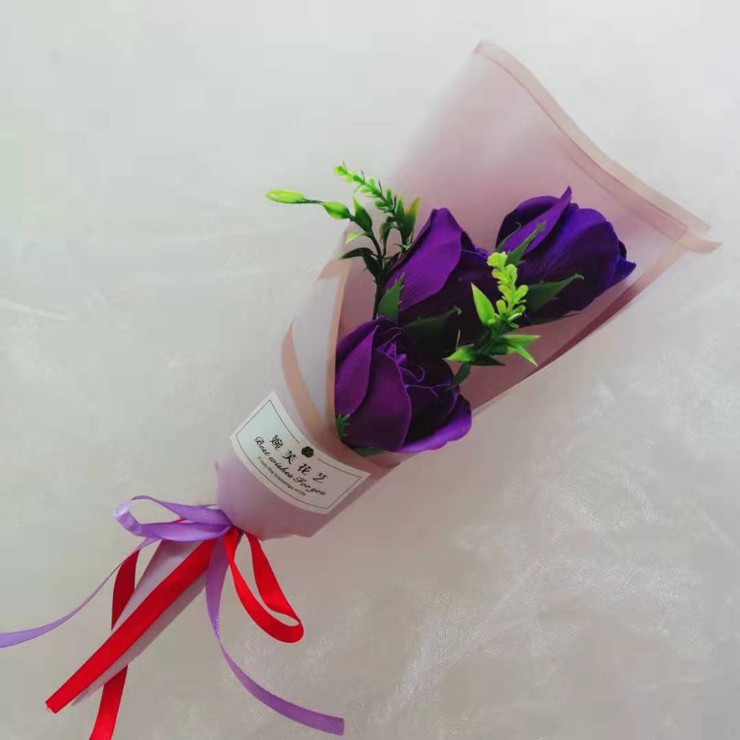 Qixi Valentine&#039;s Day Gift Company Celebration Stationery Store Promotional Gifts Fake/Artificial Flower Soap Flower Rose Bouquet