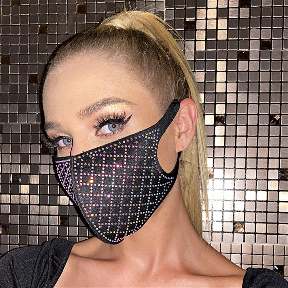 Hot Drilling Starry Ice Silk Star Mask Fashion Warm Keeping Autumn and Winter Flower Three-Dimensional Cold-Proof Hot Drilling Women&#039;s Mask