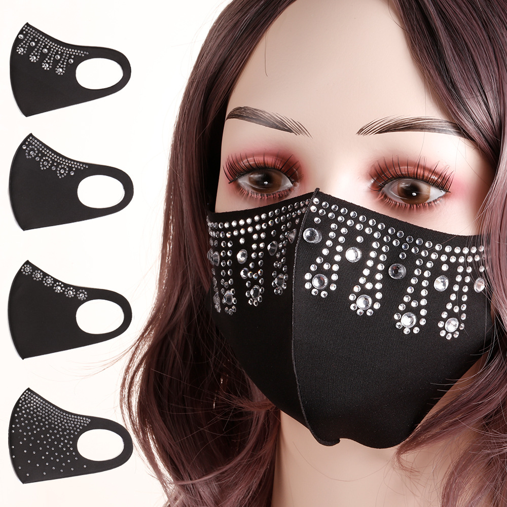 Hot Drilling Starry Ice Silk Star Mask Fashion Warm Keeping Autumn and Winter Flower Three-Dimensional Cold-Proof Hot Drilling Women&#039;s Mask