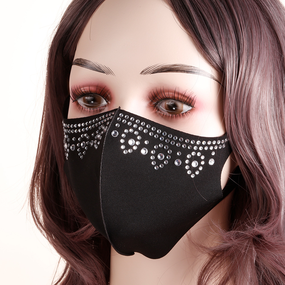 Hot Drilling Starry Ice Silk Star Mask Fashion Warm Keeping Autumn and Winter Flower Three-Dimensional Cold-Proof Hot Drilling Women's Mask