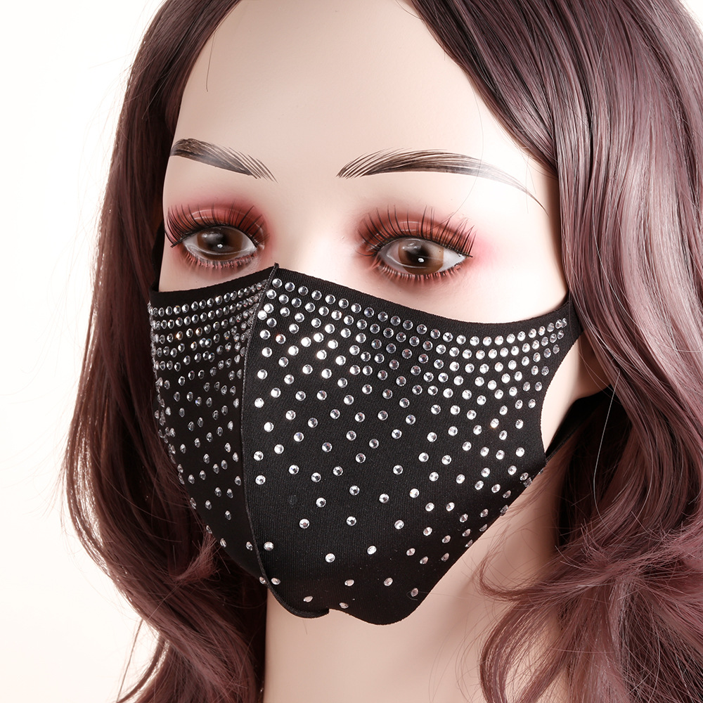 Hot Drilling Starry Ice Silk Star Mask Fashion Warm Keeping Autumn and Winter Flower Three-Dimensional Cold-Proof Hot Drilling Women's Mask