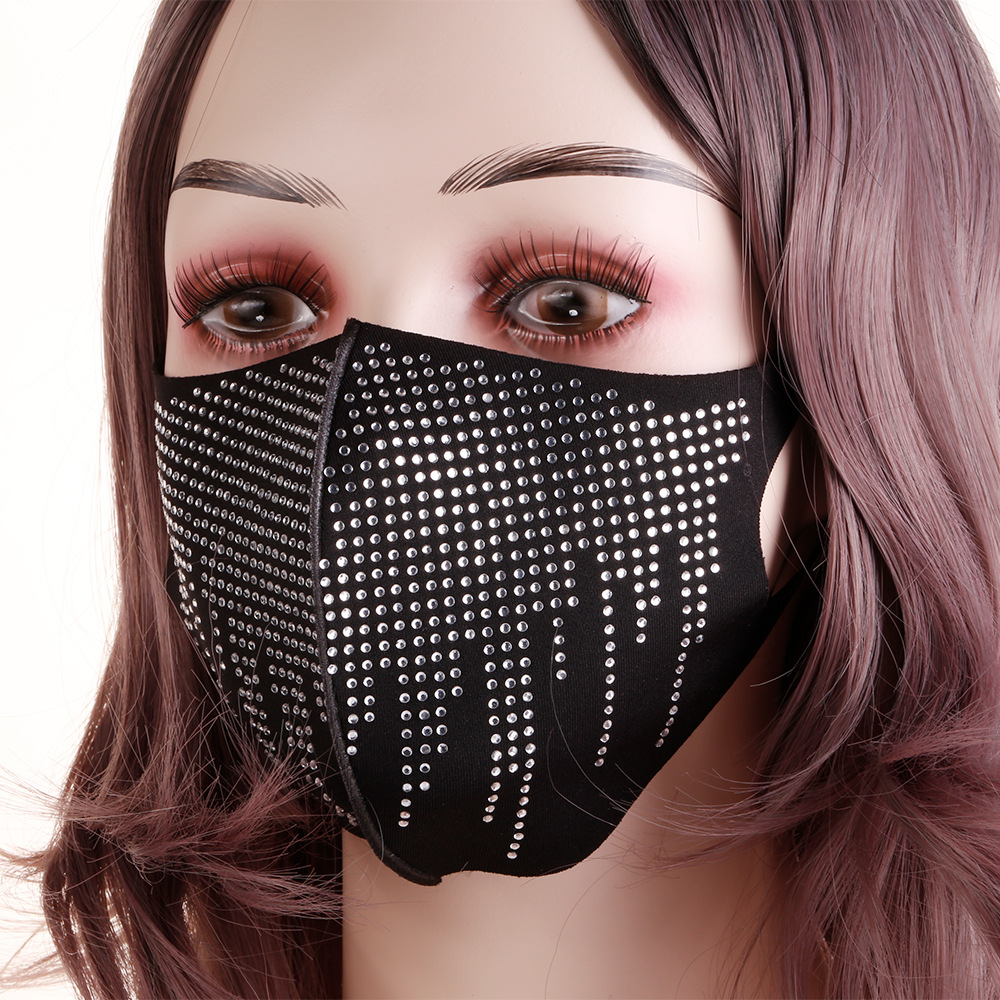 Hot Drilling Starry Ice Silk Star Mask Fashion Warm Keeping Autumn and Winter Flower Three-Dimensional Cold-Proof Hot Drilling Women's Mask