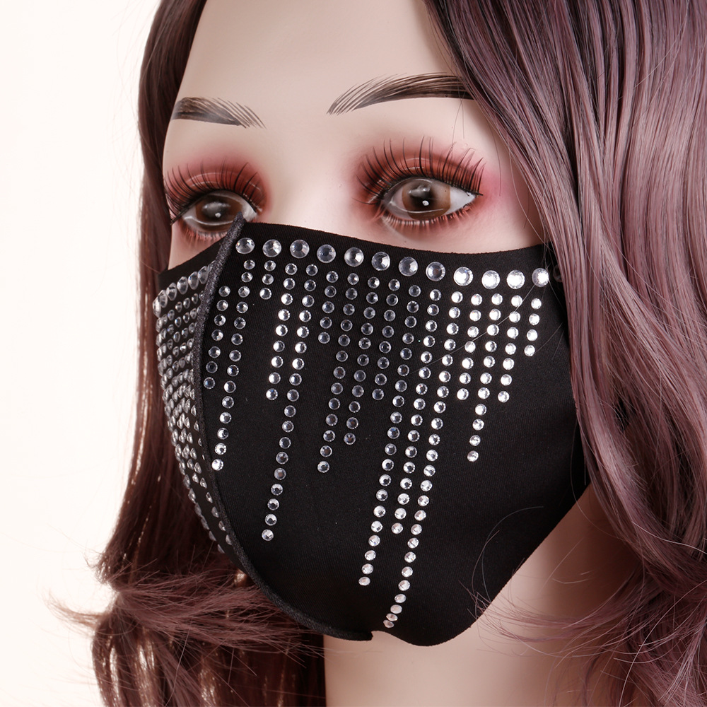 Hot Drilling Starry Ice Silk Star Mask Fashion Warm Keeping Autumn and Winter Flower Three-Dimensional Cold-Proof Hot Drilling Women's Mask