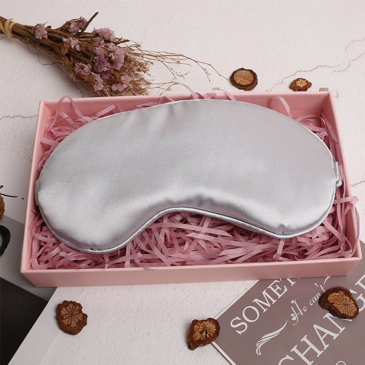Artificial Silk Eye Mask Double-Sided Solid Color Natural Mulberry Silk Sleeping Eye Mask Can Be Customized Logo Lunch Break Shading Eye Shield