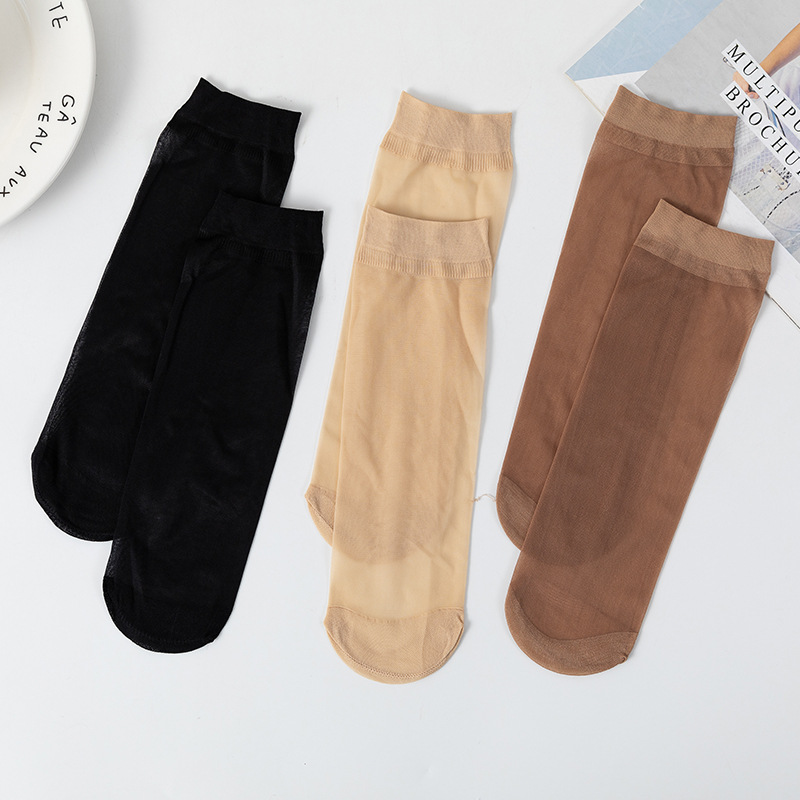 Short Stockings Women&#039;s Spring and Summer Mask Steel Wire Stocking Women&#039;s Thin Socks Anti-Snagging Durable Mid-Calf Silk Stockings Stall