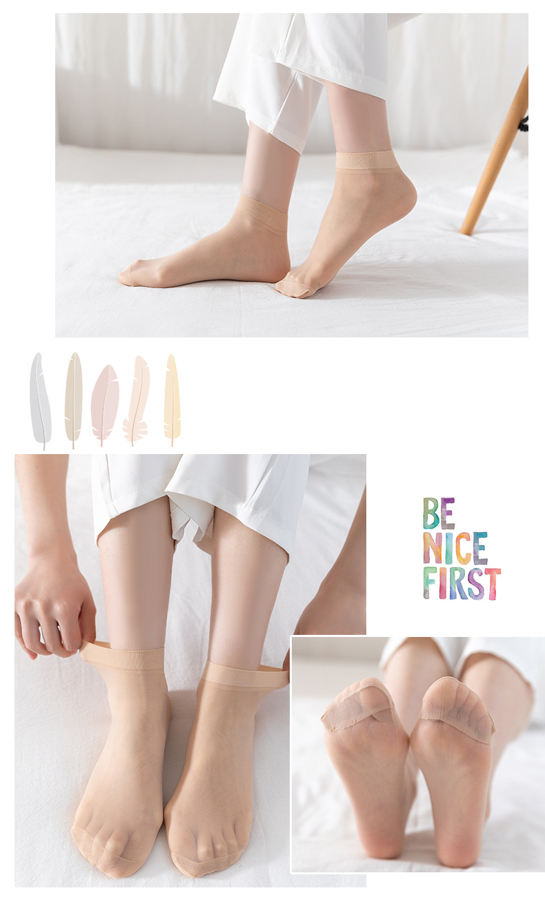Short Stockings Women's Spring and Summer Mask Steel Wire Stocking Women's Thin Socks Anti-Snagging Durable Mid-Calf Silk Stockings Stall